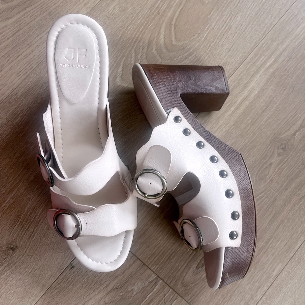 JustFab Billie Studded Platform Sandal Cream and Brown Size 8.5 Boho Lagenlook - Picture 3 of 7